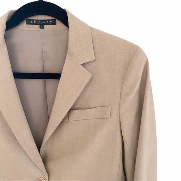 new Theory ✧ Lightweight Stretch Wool Blazer Jacket ✧ Neutral Sand ✧ Size 6 - Picture 7 of 13